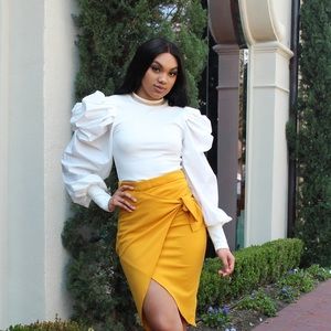 White Puffy Sleeve Blouse